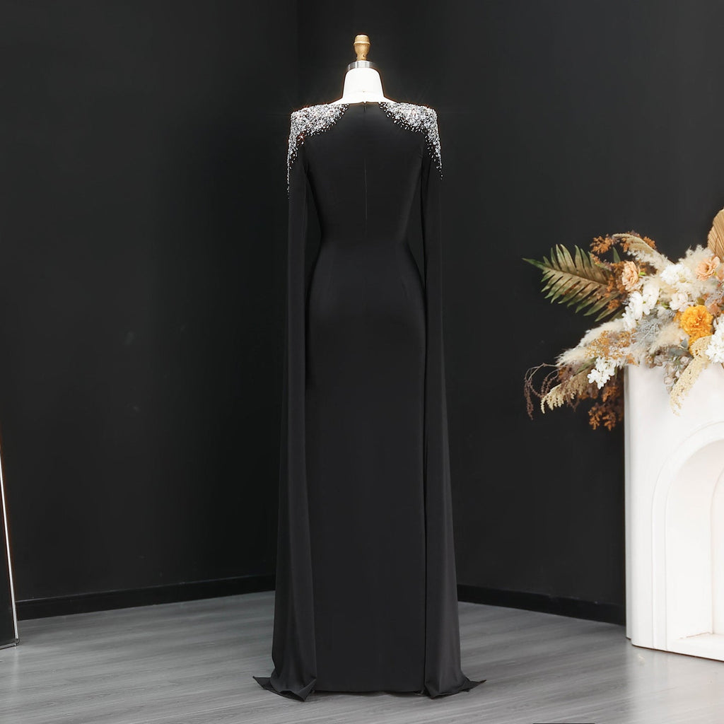 Elegant White Mermaid Evening Dress with Cape Sleeves SF280