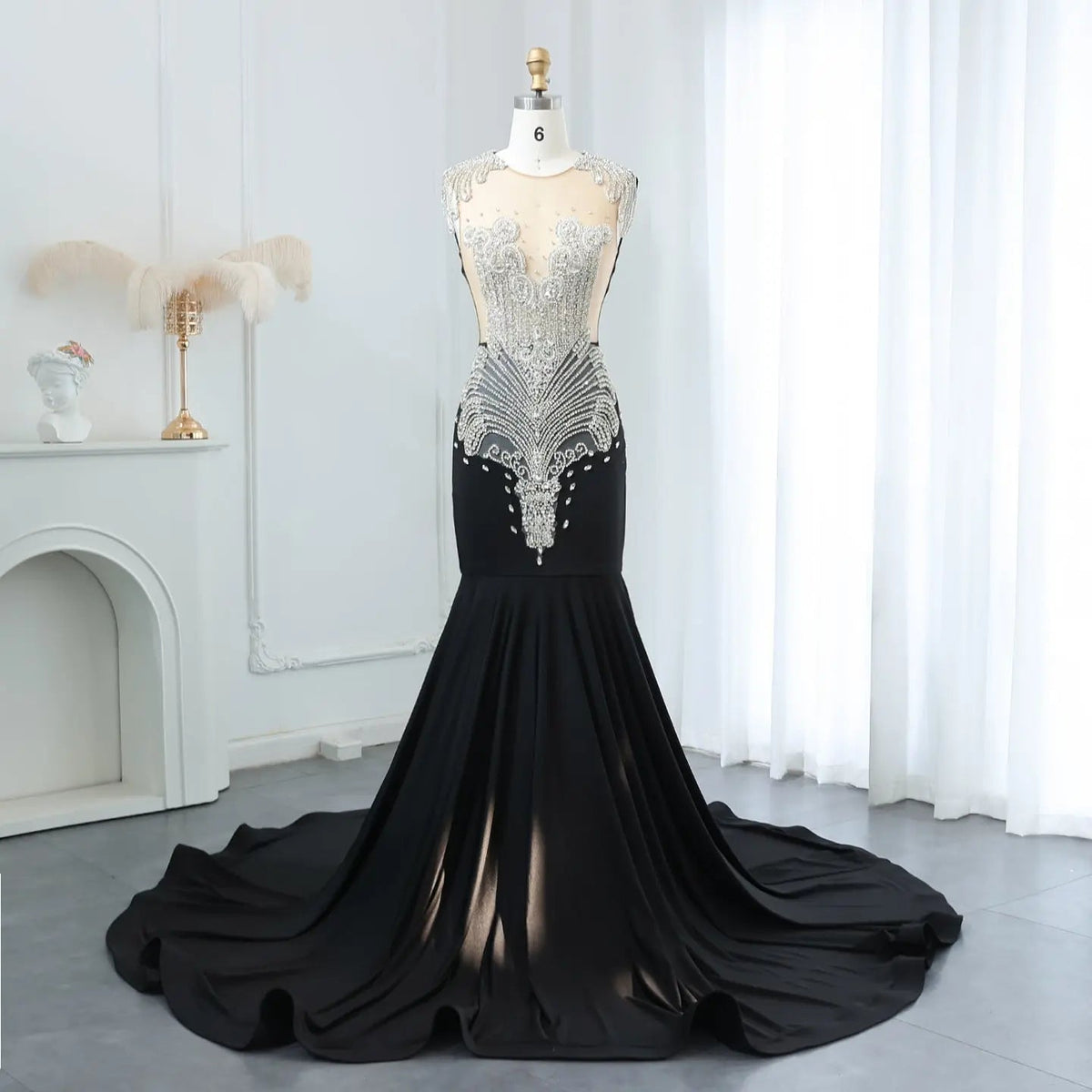 Luxury Crystal Mermaid Royal Blue Prom Dress RM057