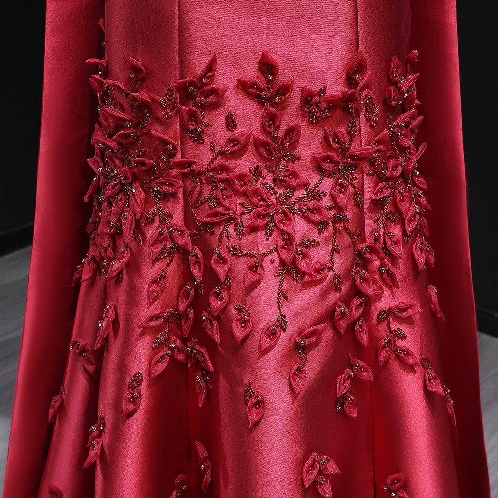 Luxury 3D Leaves Blush Pink Mermaid Evening Dress with Cape SS463