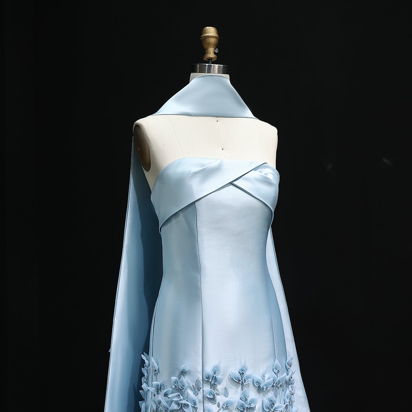 Luxury 3D Leaves Blush Pink Mermaid Evening Dress with Cape SS463