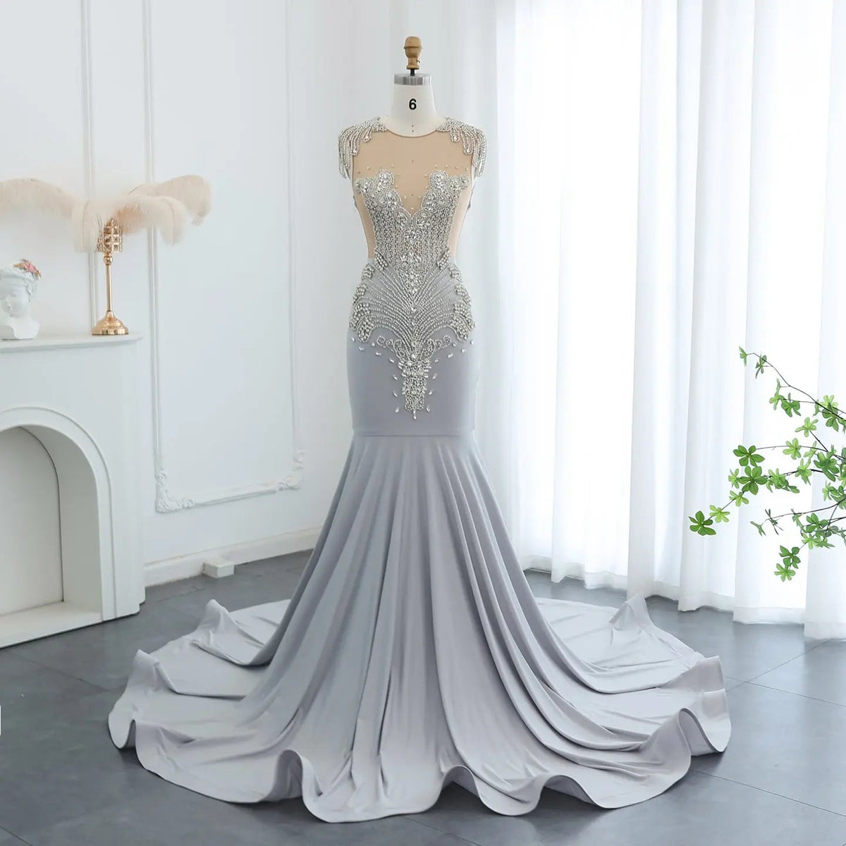 Luxury Crystal Mermaid Royal Blue Prom Dress RM057