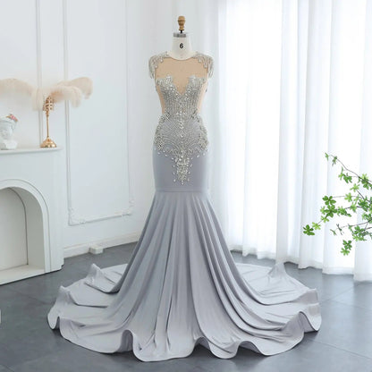 Luxury Crystal Mermaid Royal Blue Prom Dress RM057