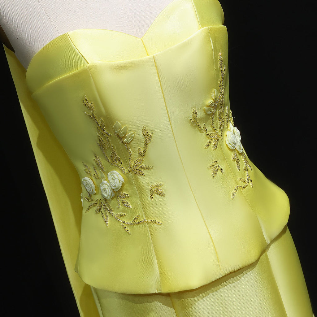Graceful 3D Floral Blue Mermaid Evening Dress with Scarf SS245