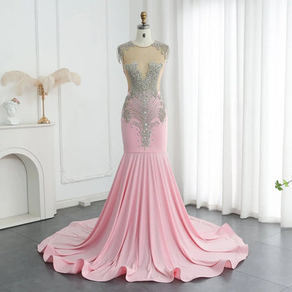 Luxury Crystal Mermaid Royal Blue Prom Dress RM057