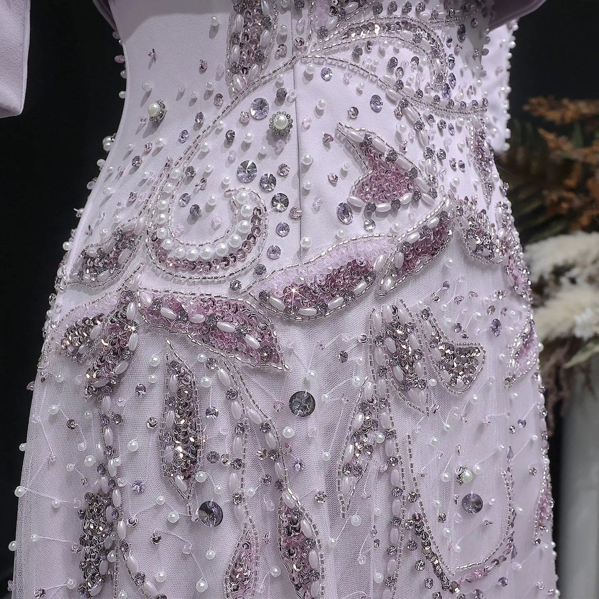Luxury Blush Pink Crystal Short Sleeve 2 Pieces Evening Dress SS518