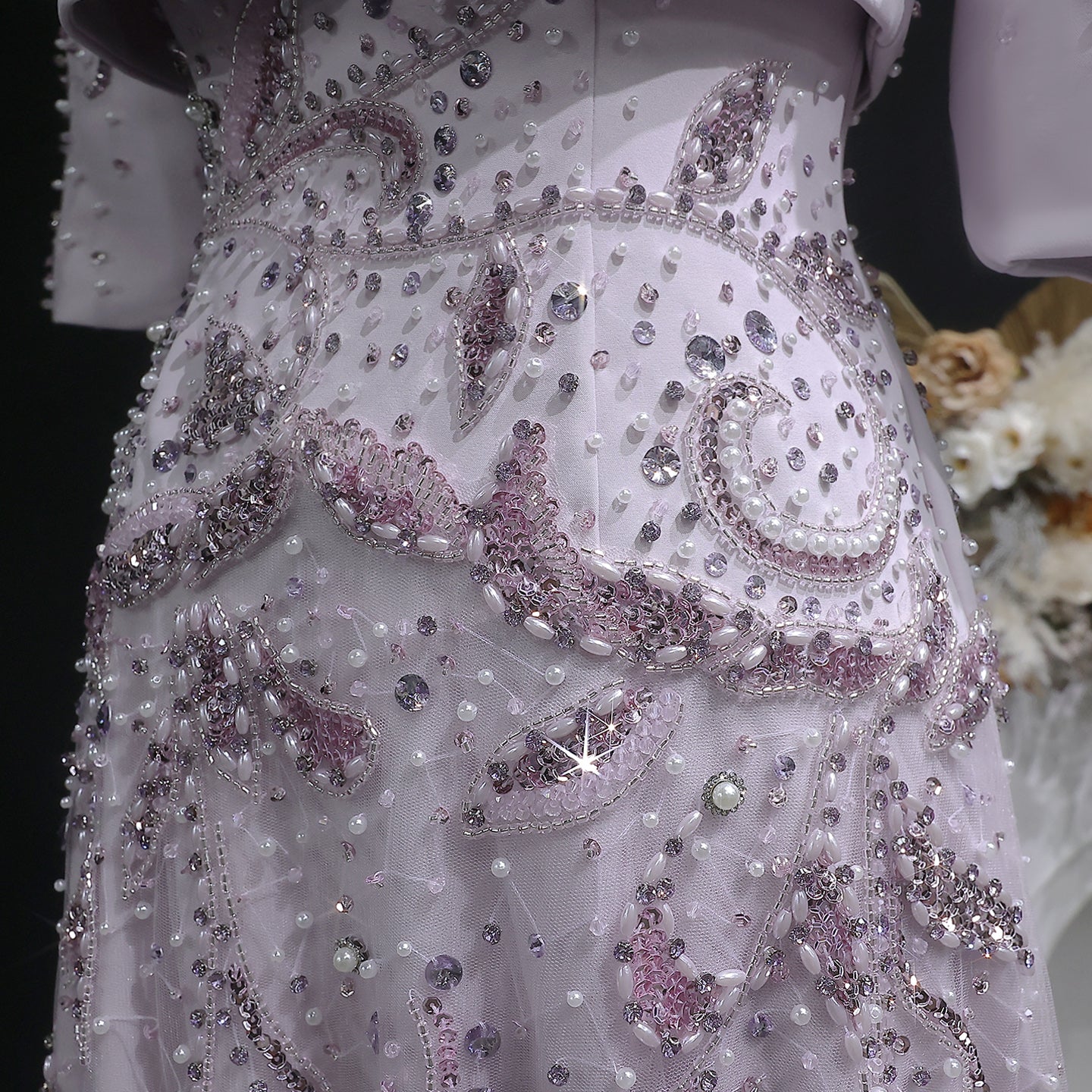 Elegant Blush Pink Crystal Short Sleeve 2-Piece Evening Dress SS518