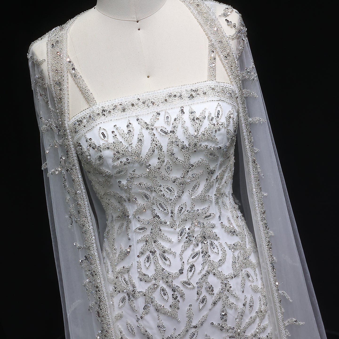 Luxury Crystal Pink Evening Dress with Cape SS393