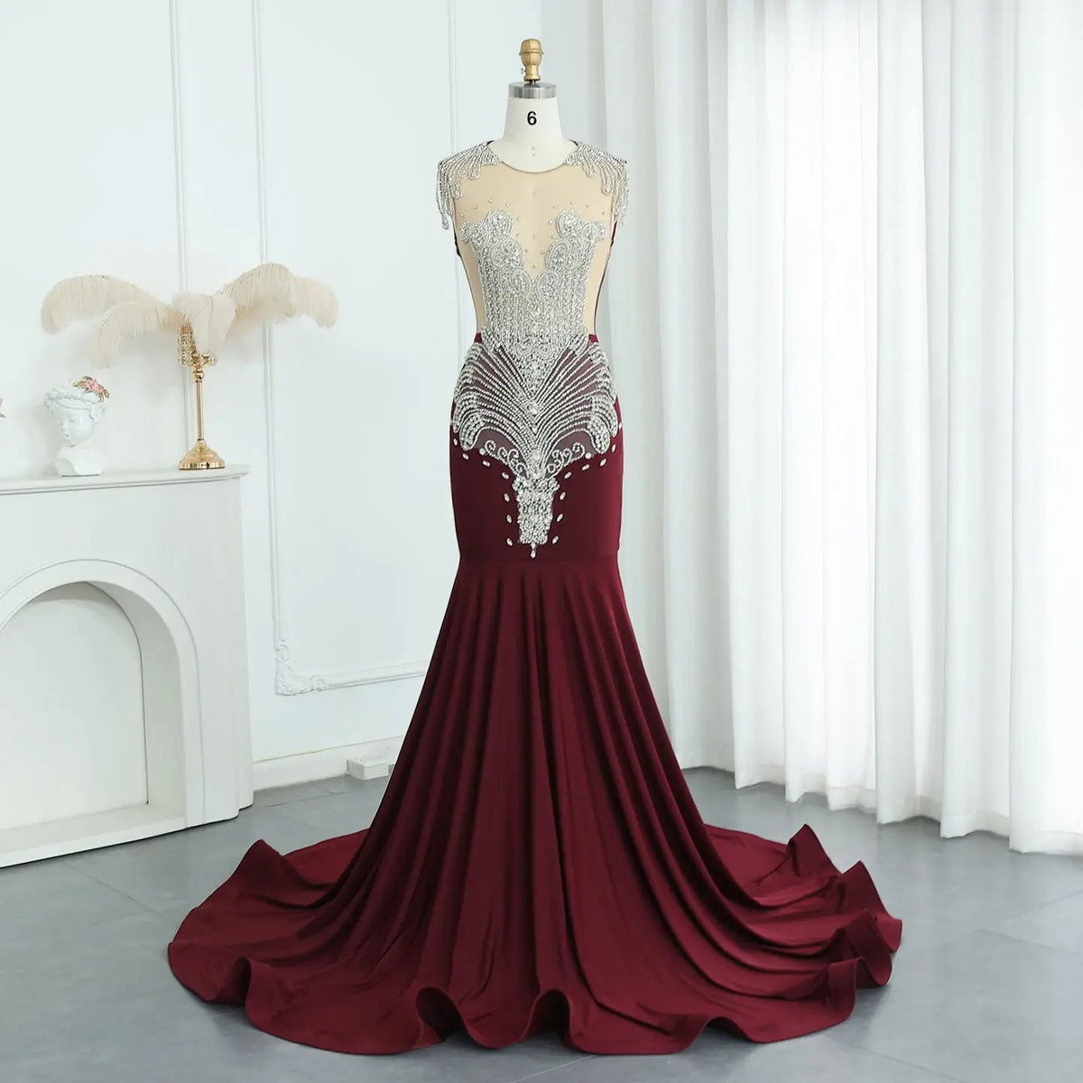 Luxury Crystal Mermaid Royal Blue Prom Dress RM057