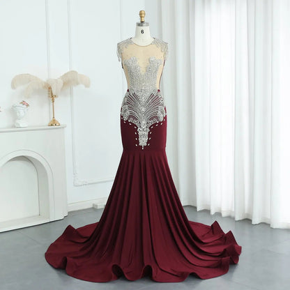 Luxury Crystal Mermaid Royal Blue Prom Dress RM057