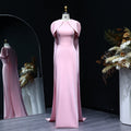 Simple Lilac Straight Evening Dress with Cape SF033