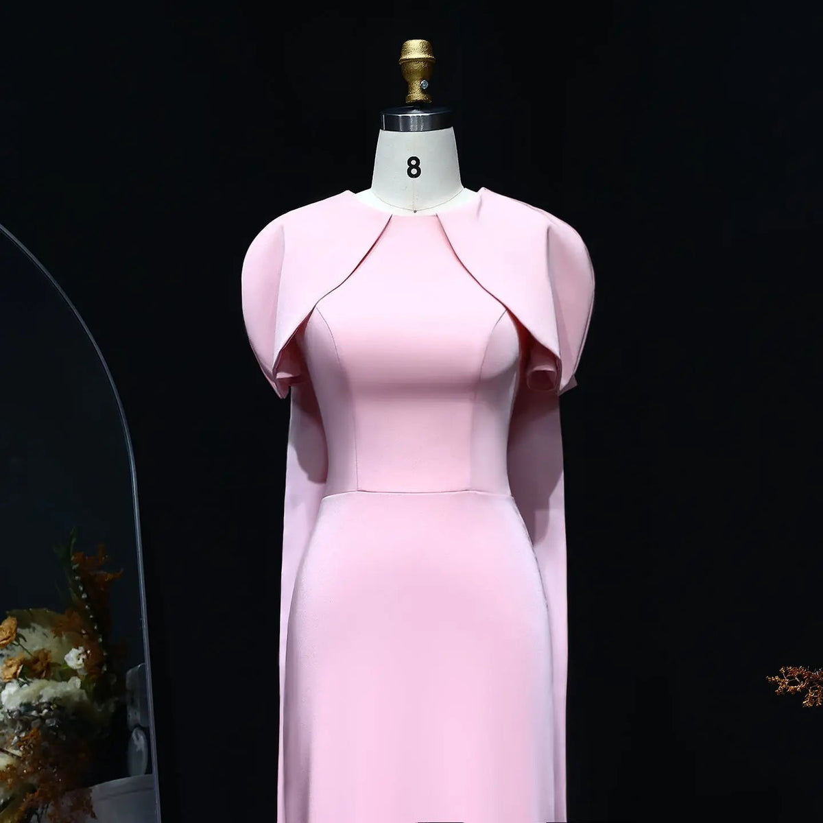 Simple Lilac Straight Evening Dress with Cape SF033