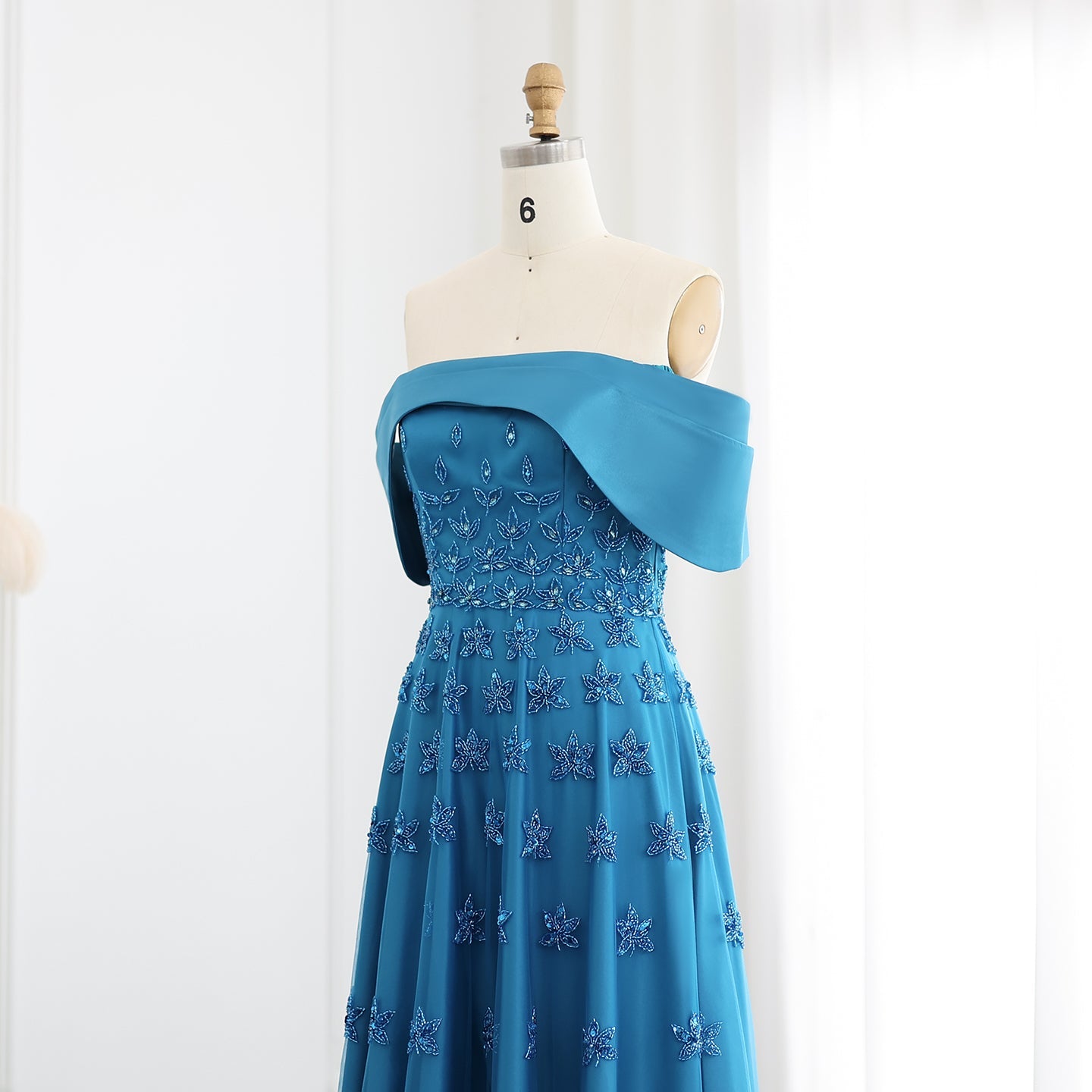 Elegant Beaded Yellow Satin Evening Dress with Cape SS455