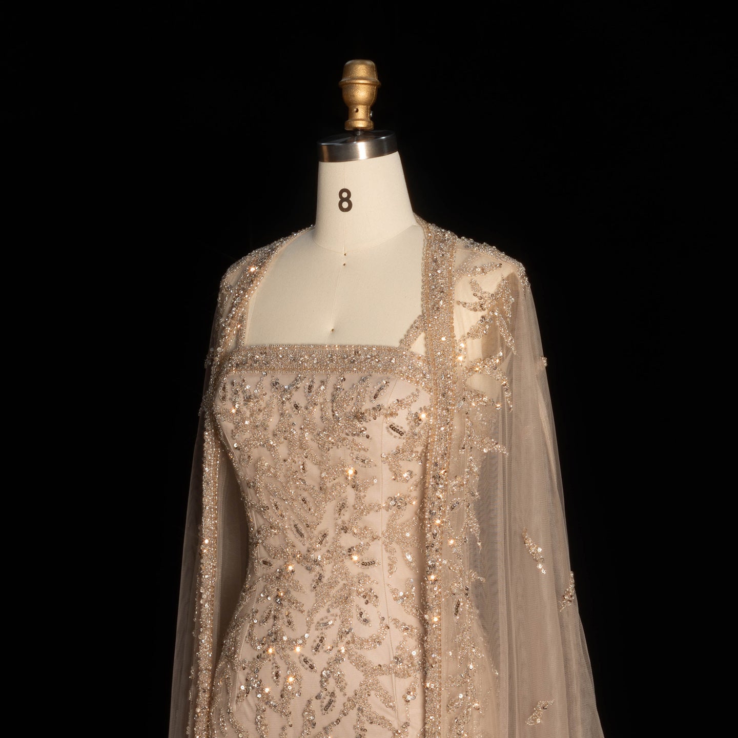 Luxury Crystal Pink Evening Dress with Cape SS393