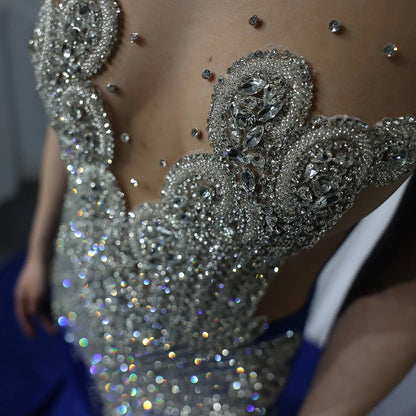 Luxury Crystal Mermaid Royal Blue Prom Dress RM057