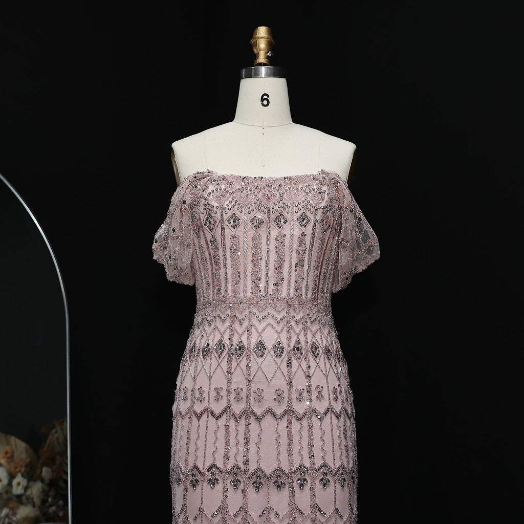 Luxury Beaded Off-Shoulder Mermaid Evening Dress SS291