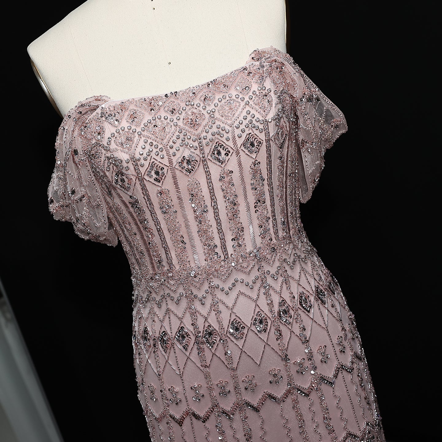 Luxury Beaded Off-Shoulder Mermaid Evening Dress SS291