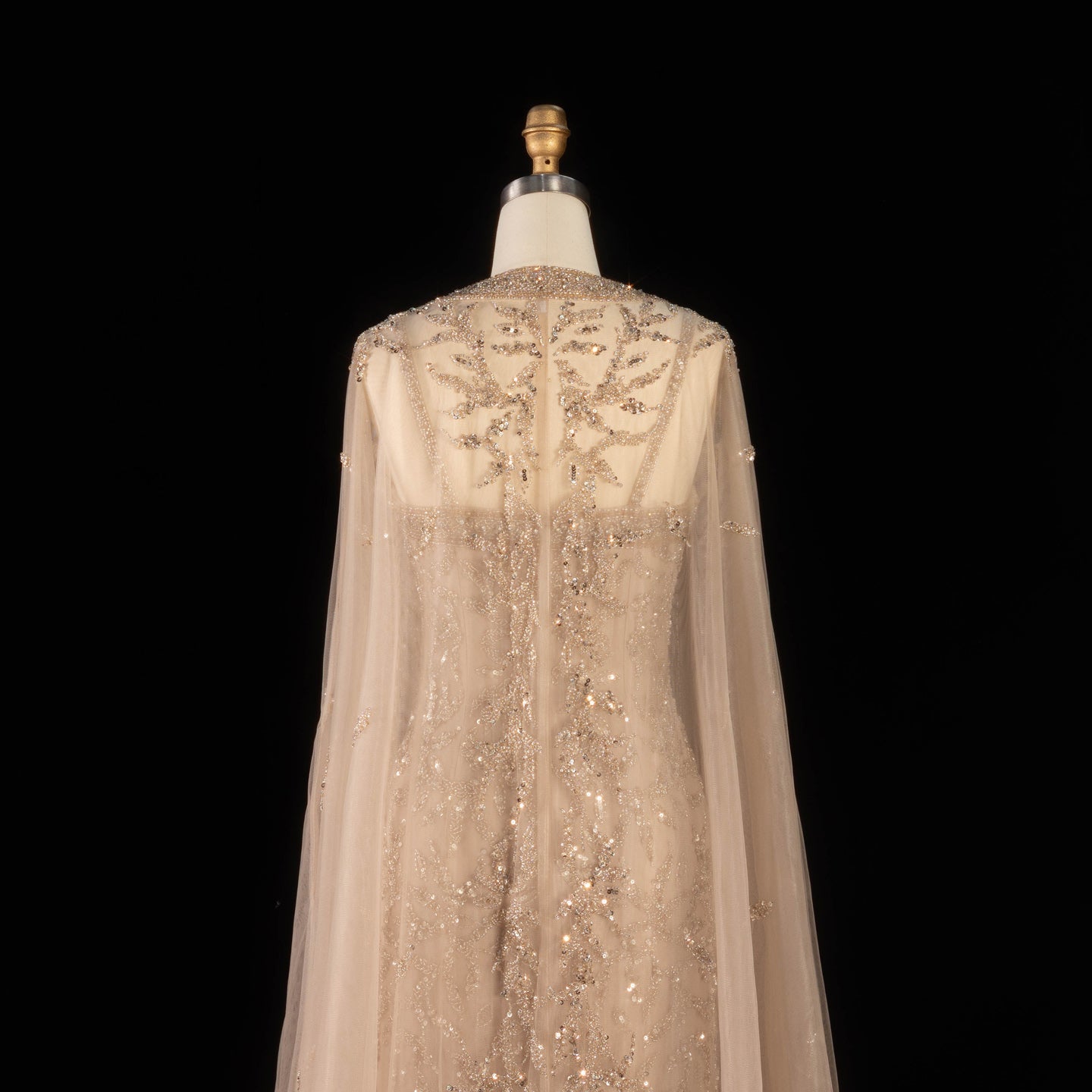 Luxury Crystal Pink Evening Dress with Cape SS393