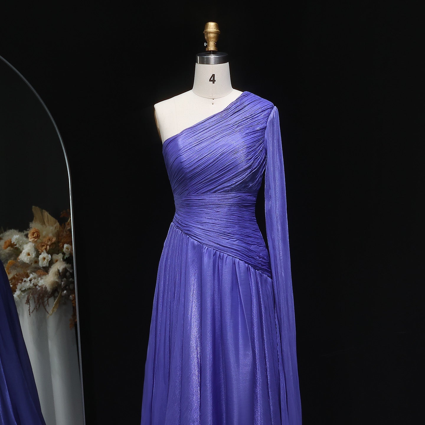 Elegant Green One Shoulder A-Line Evening Dress SF406