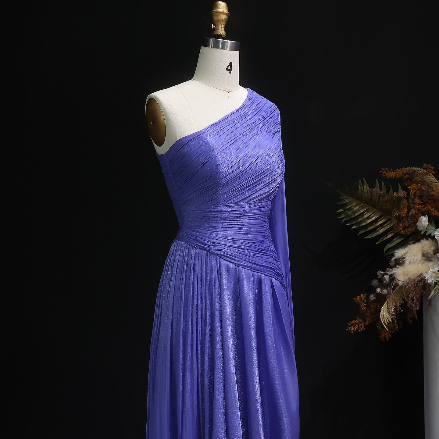 Elegant Green One Shoulder A-Line Evening Dress SF406