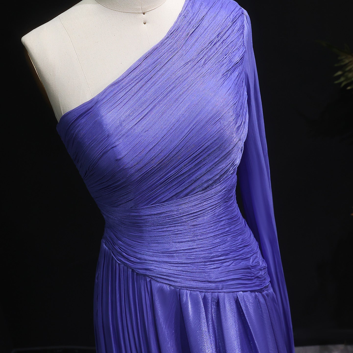 Elegant Green One Shoulder A-Line Evening Dress SF406