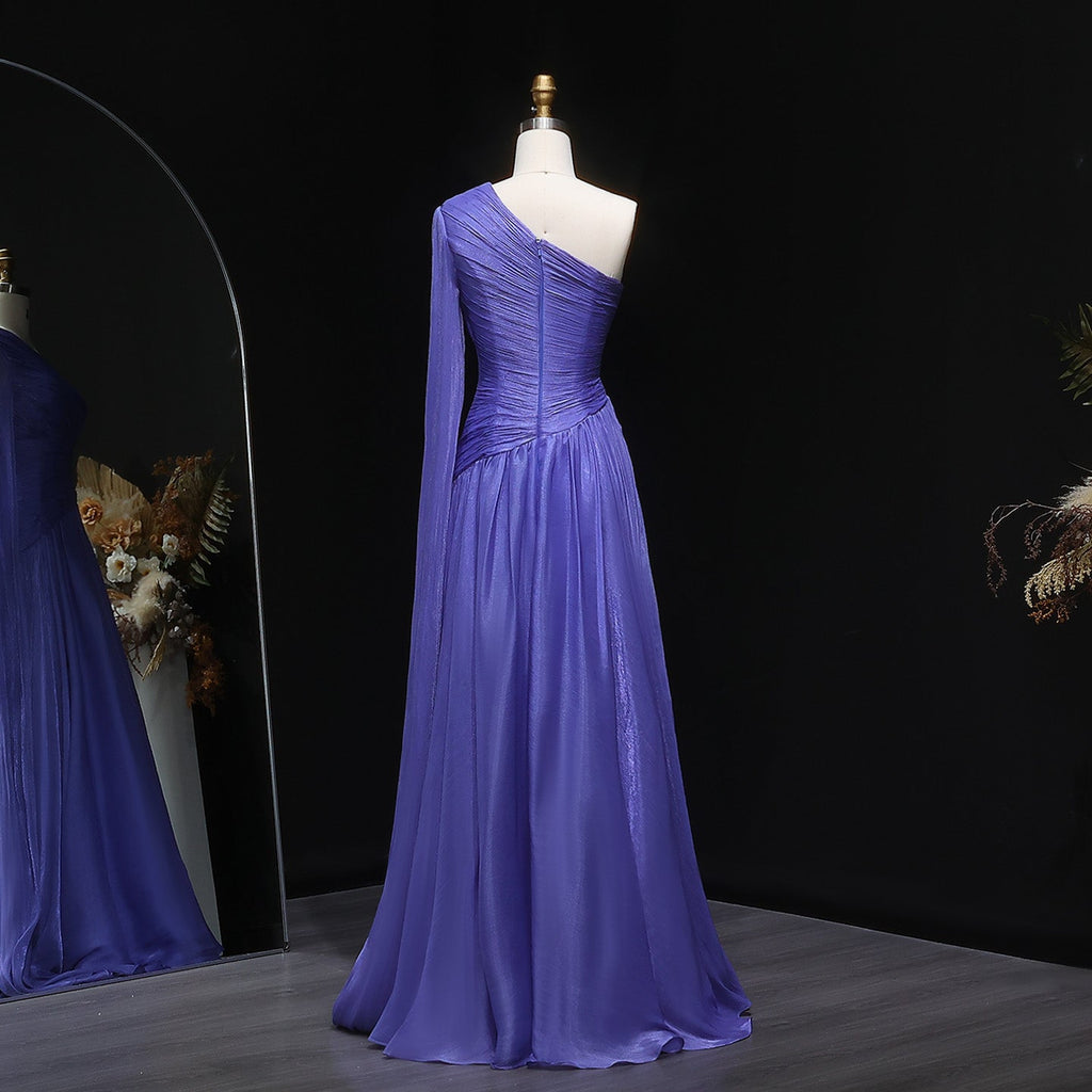 Elegant Green One Shoulder A-Line Evening Dress SF406