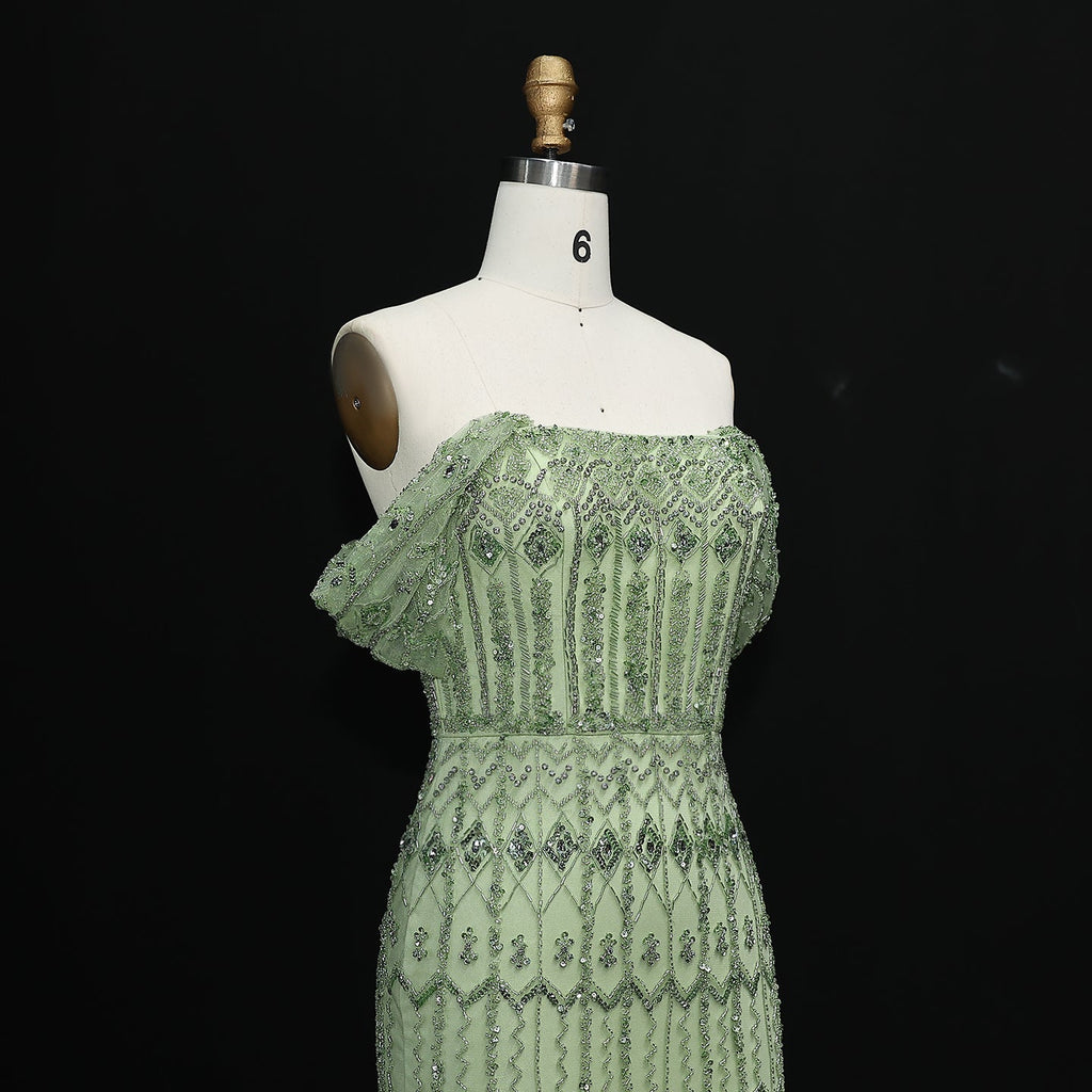 Luxury Beaded Off-Shoulder Mermaid Evening Dress SS291