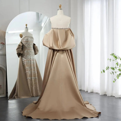 Luxury Sage Green Beaded Evening Dress with Cape SS238