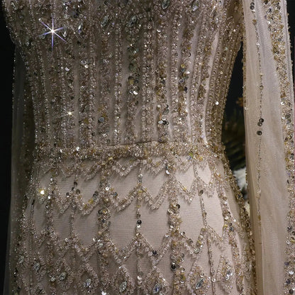 Luxury Green Long Sleeve Sequin Beaded Formal Evening Dress SS150