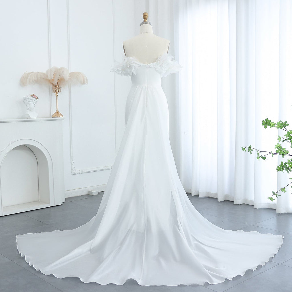 Elegant Light Yellow 3D Flowers Evening Dress with Overskirt SF013