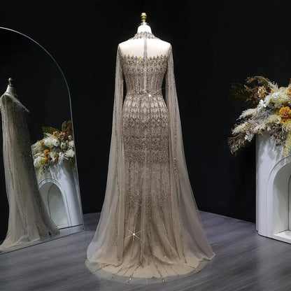Luxury Green Long Sleeve Sequin Beaded Formal Evening Dress SS150