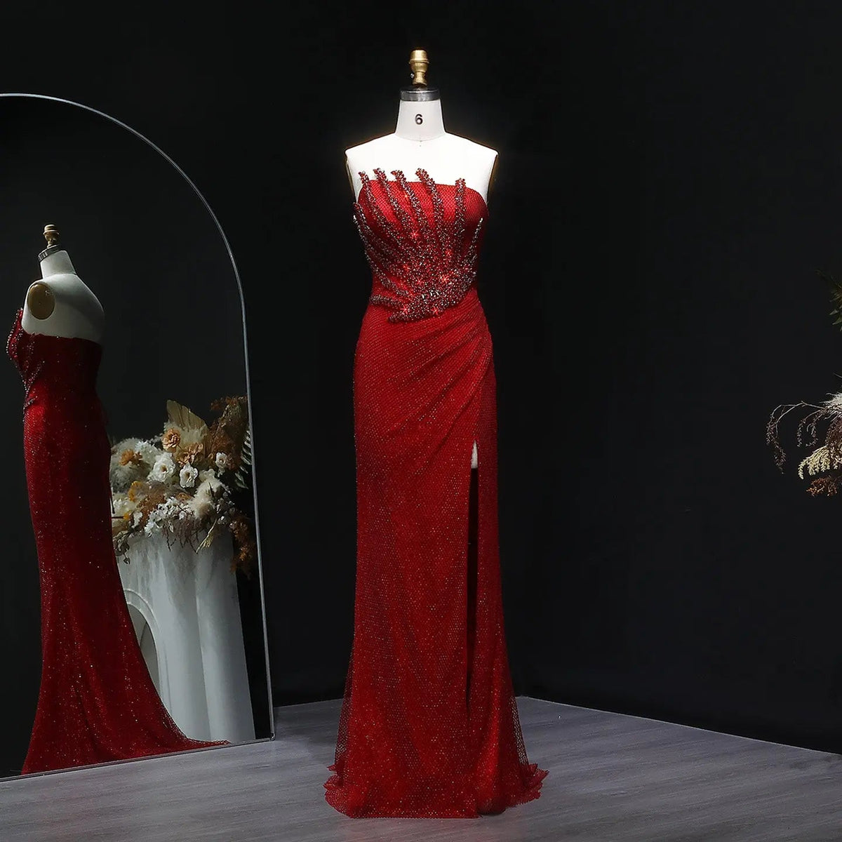 Sparkly Crystal Caramel Strapless Evening Dress SS528