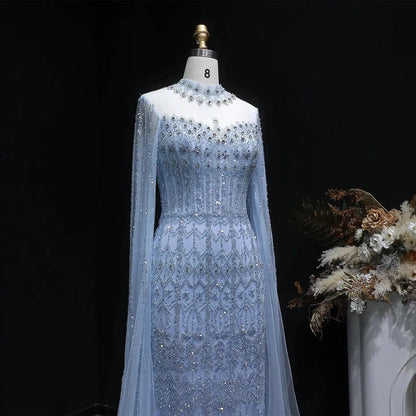 Luxury Green Long Sleeve Sequin Beaded Formal Evening Dress SS150