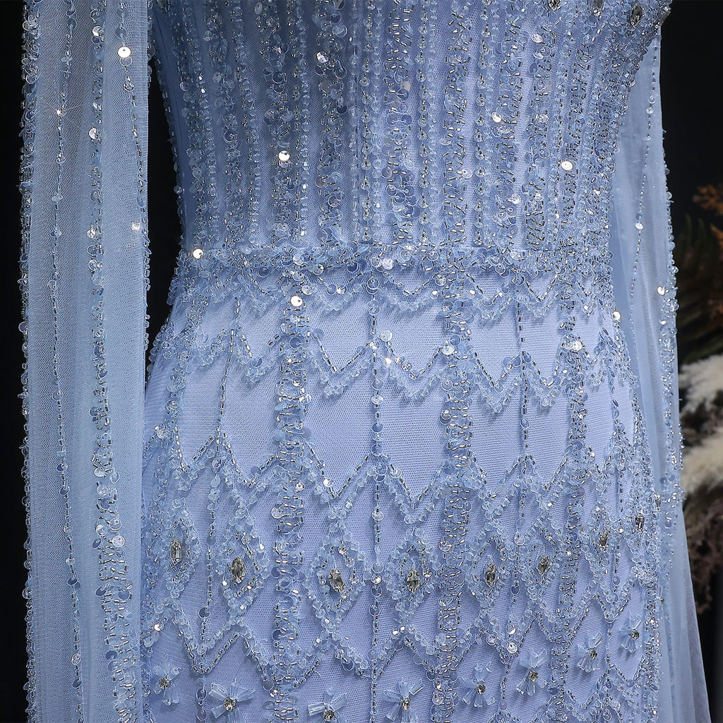 Green Luxury Long Sleeve Sequin Beaded Formal Evening Dress SS150