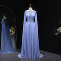 Elegant Lilac Beading Mermaid Evening Dress with Cape Sleeve SF336