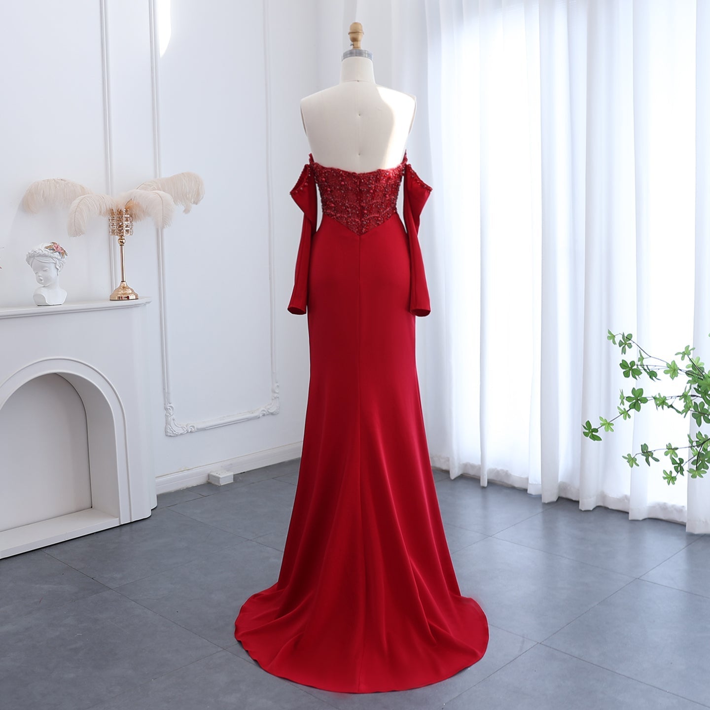 Luxury Mermaid White Evening Dress with High Slit SS416