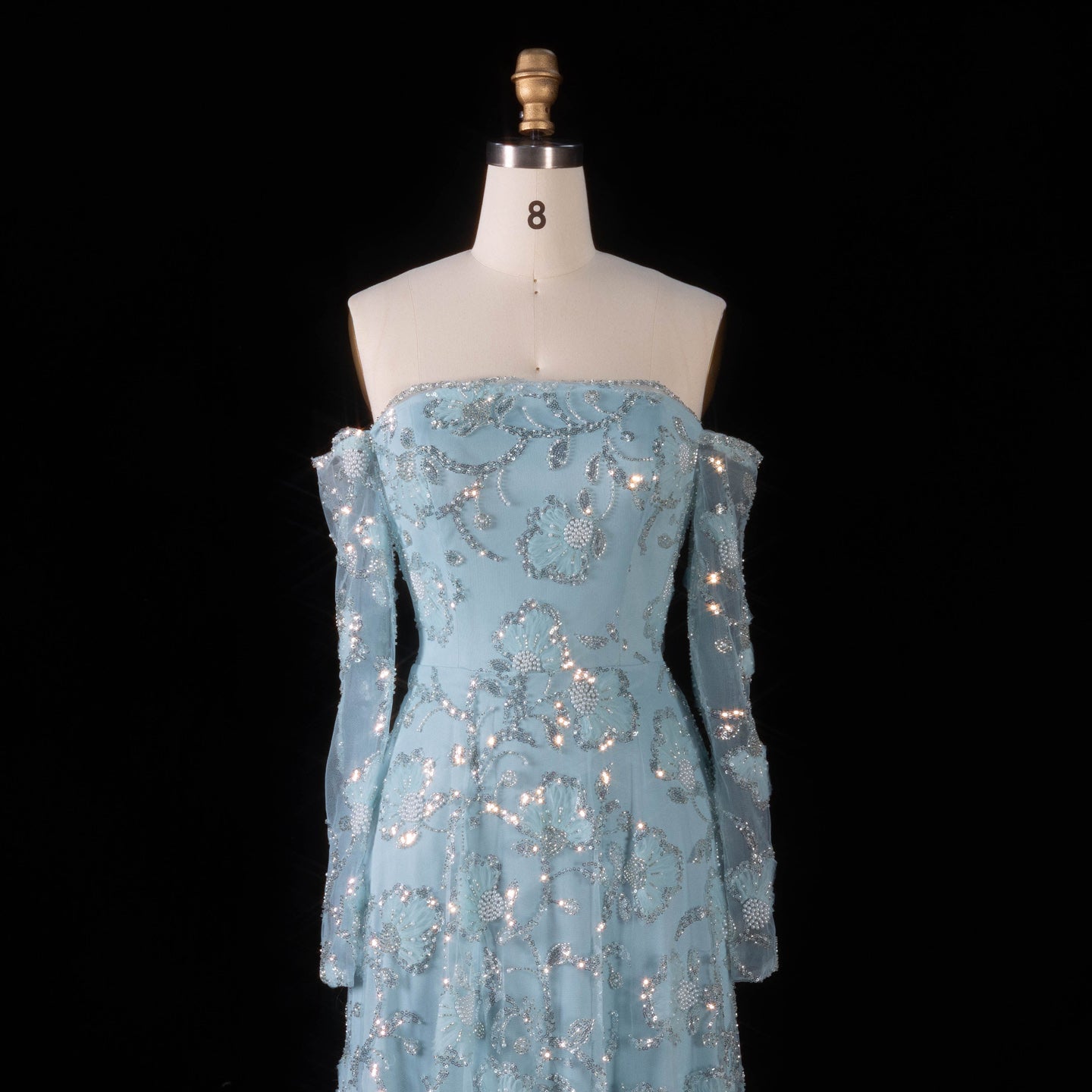 Elegant Pink Long Sleeve Beaded Embroidered Evening Dress SS638