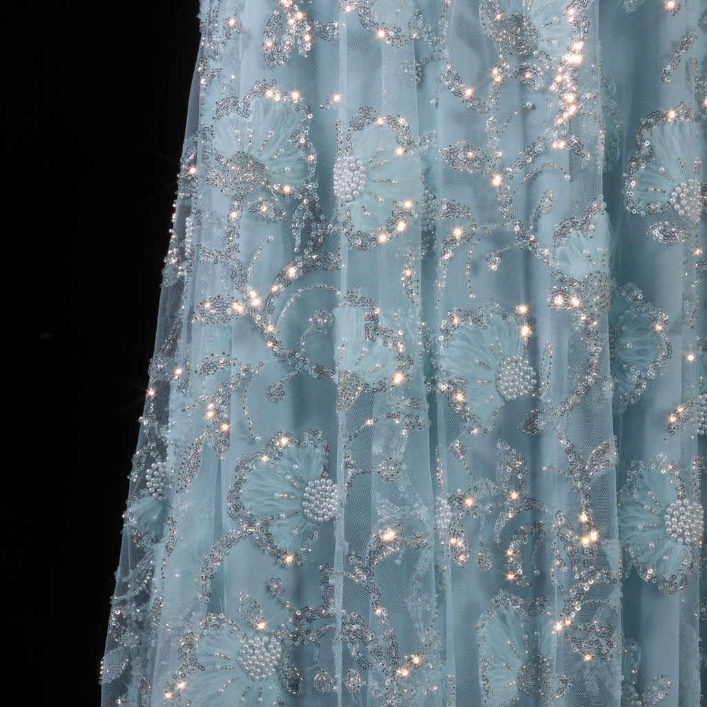 Elegant Pink Long Sleeve Beaded Embroidered Evening Dress SS638
