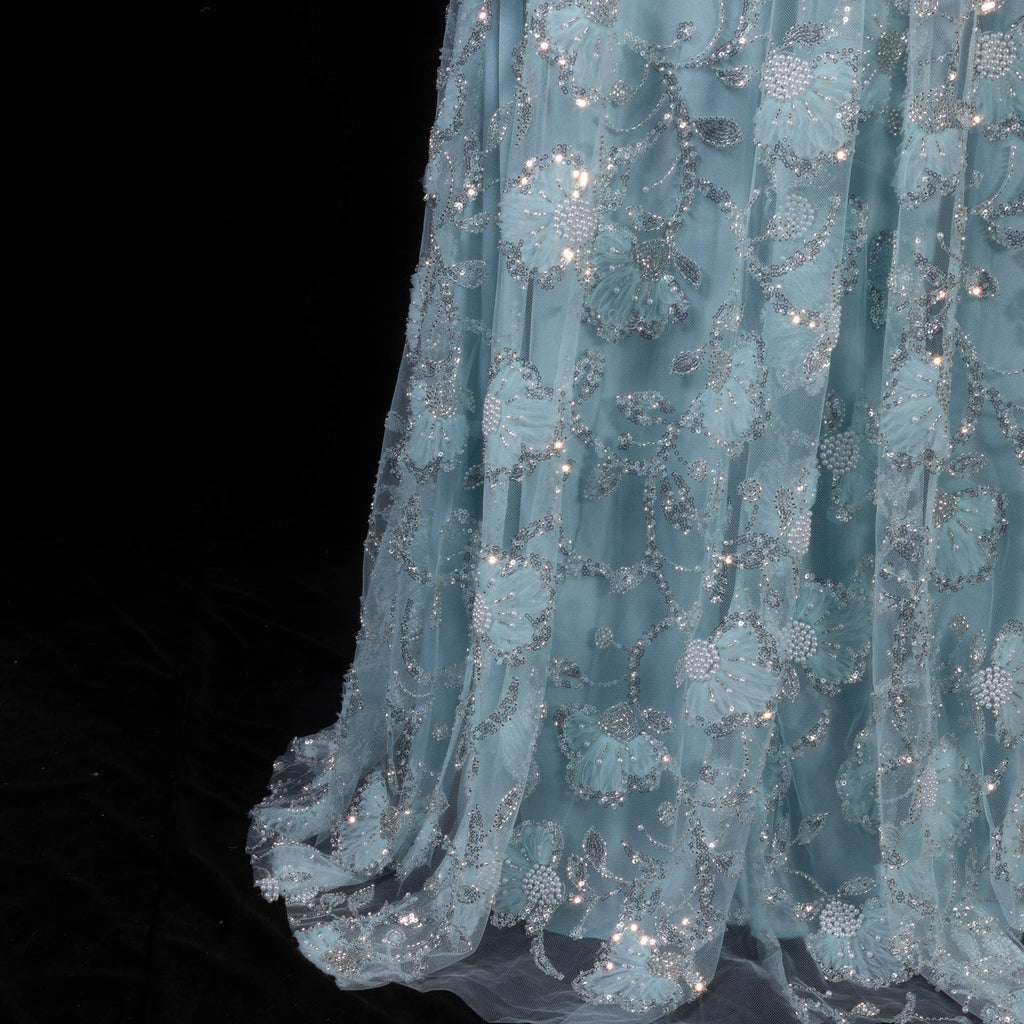 Elegant Pink Long Sleeve Beaded Embroidered Evening Dress SS638