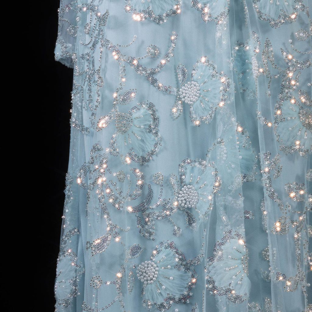 Elegant Pink Long Sleeve Beaded Embroidered Evening Dress SS638