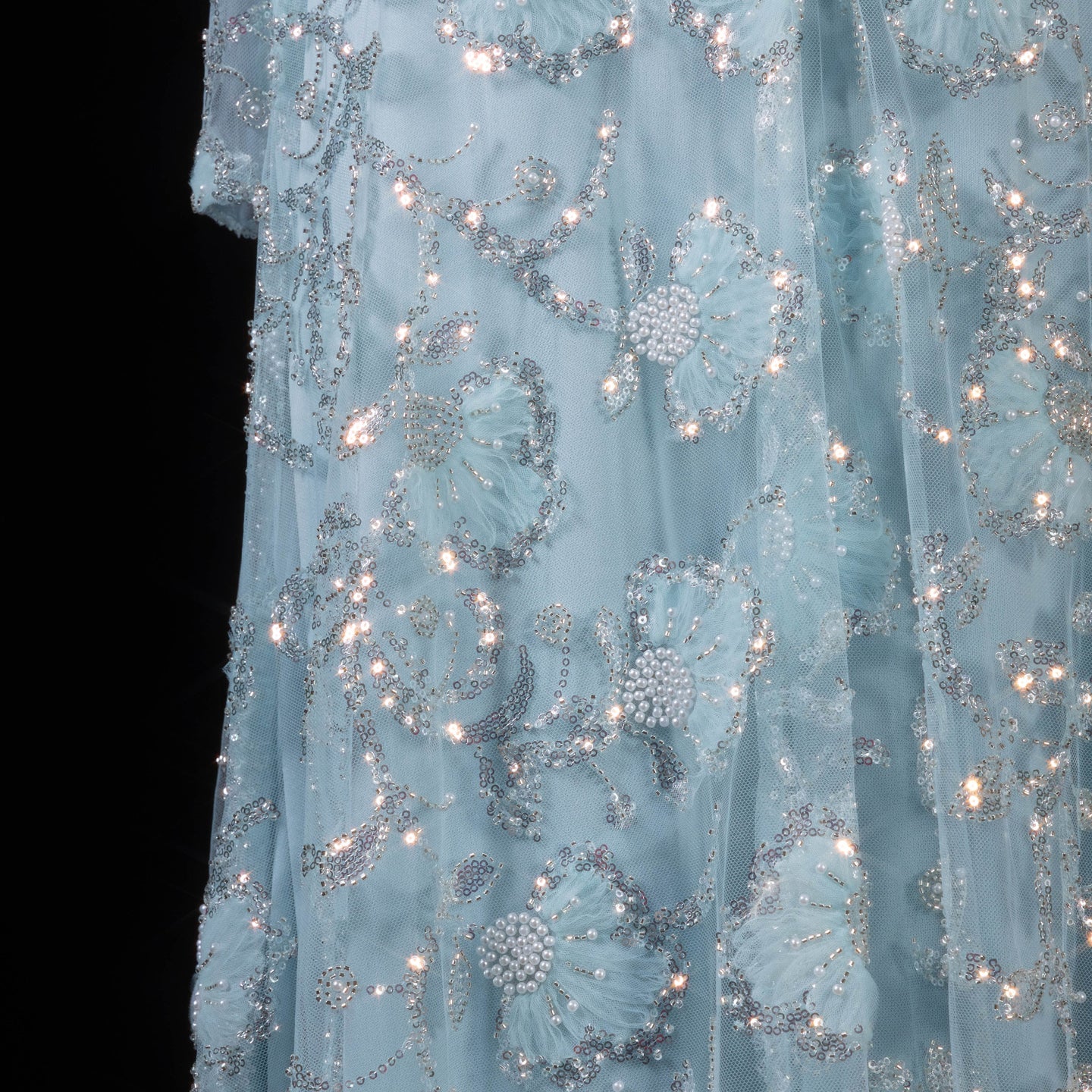Elegant Pink Long Sleeve Beaded Embroidered Evening Dress SS638