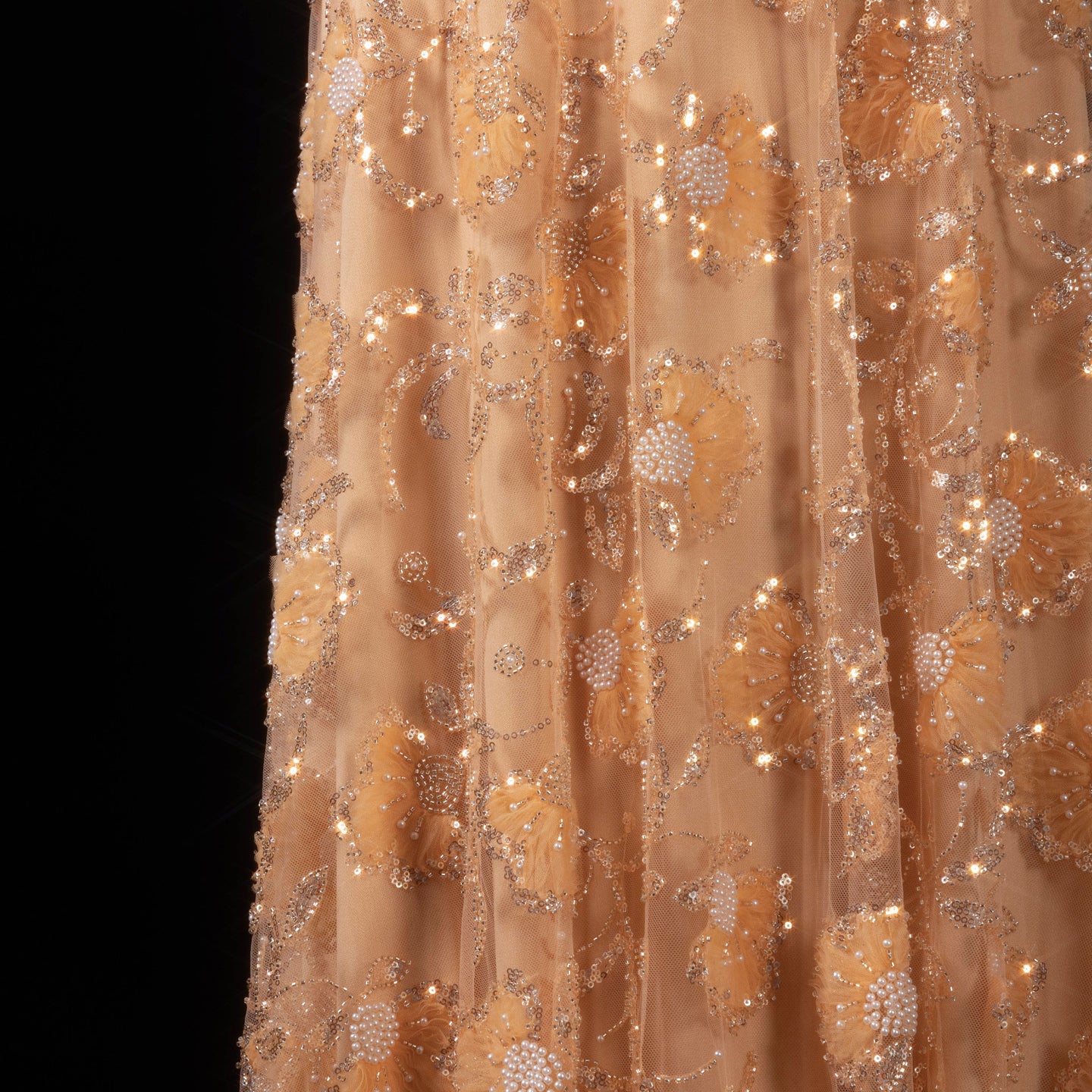 Elegant Pink Long Sleeve Beaded Embroidered Evening Dress SS638