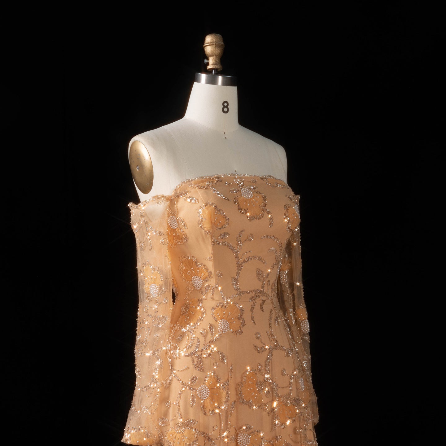 Elegant Pink Long Sleeve Beaded Embroidered Evening Dress SS638