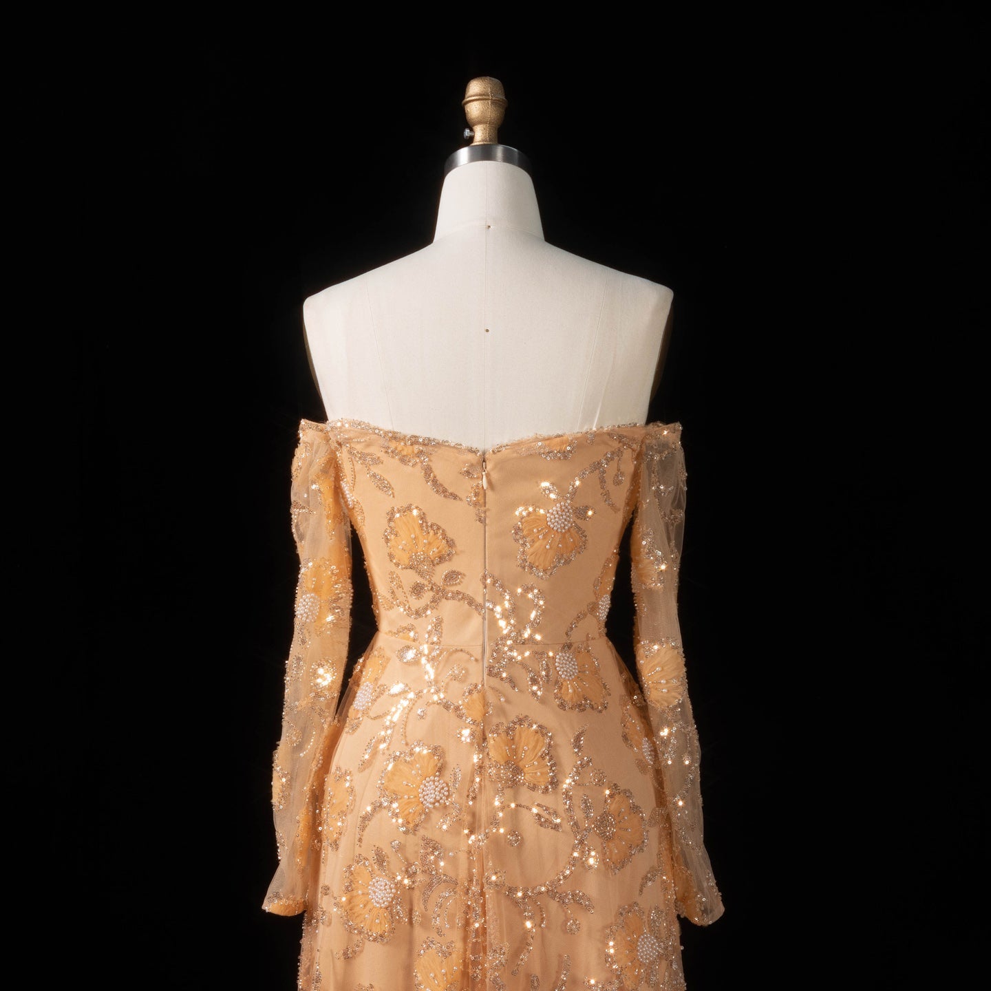 Elegant Pink Long Sleeve Beaded Embroidered Evening Dress SS638