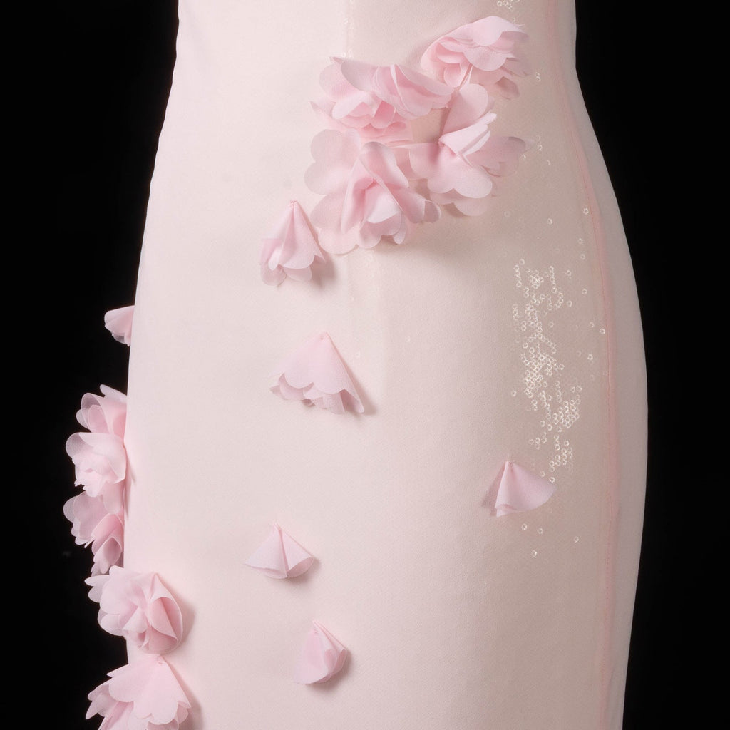 Luxury Light Yellow 3D Floral Sequin Spaghetti Strap Evening Dress SF438