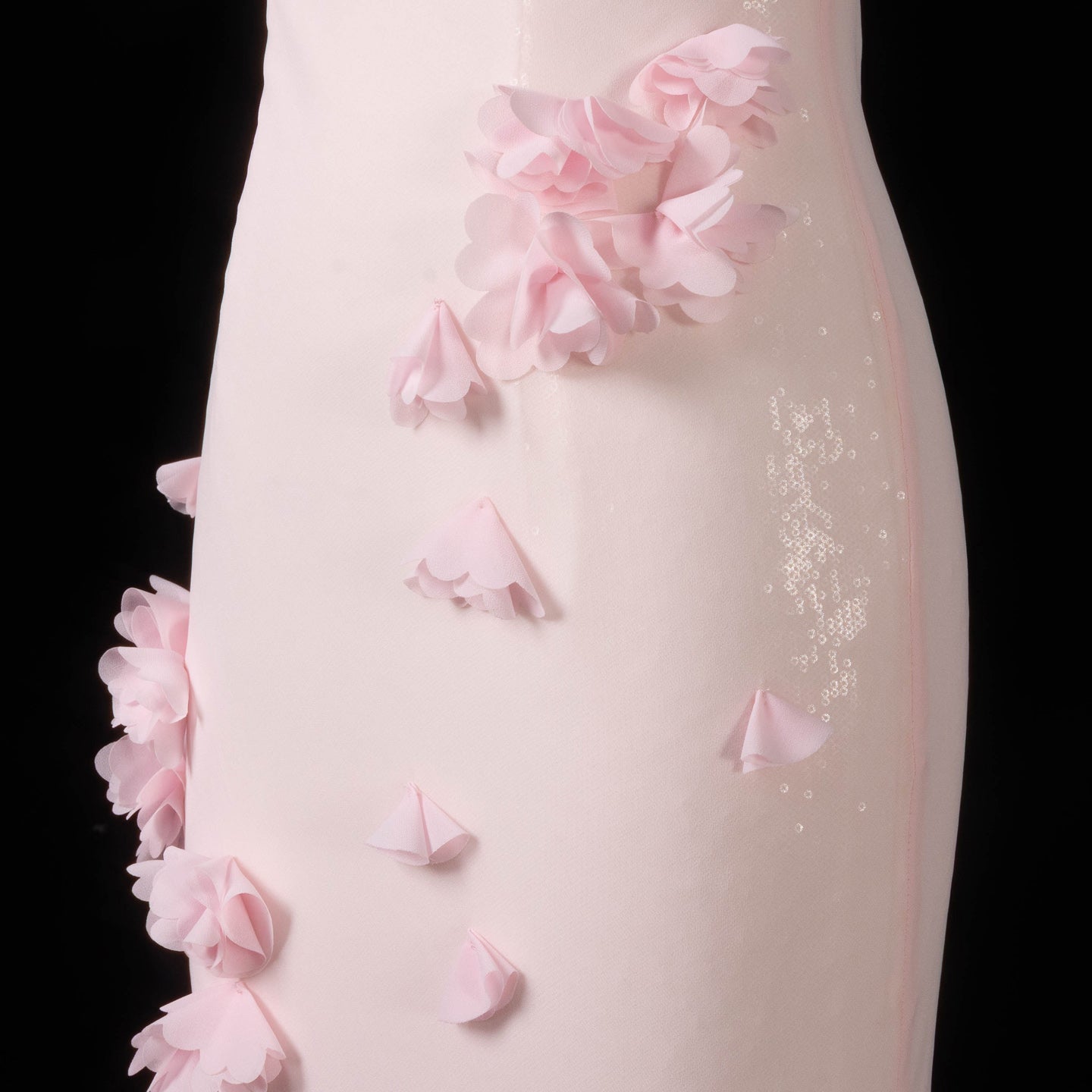 Luxury Light Yellow 3D Floral Sequin Spaghetti Strap Evening Dress SF438