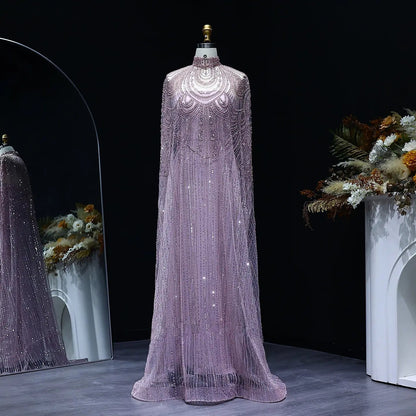 Luxury Nude Beaded High Neck 2 pieces Evening Dress SS780
