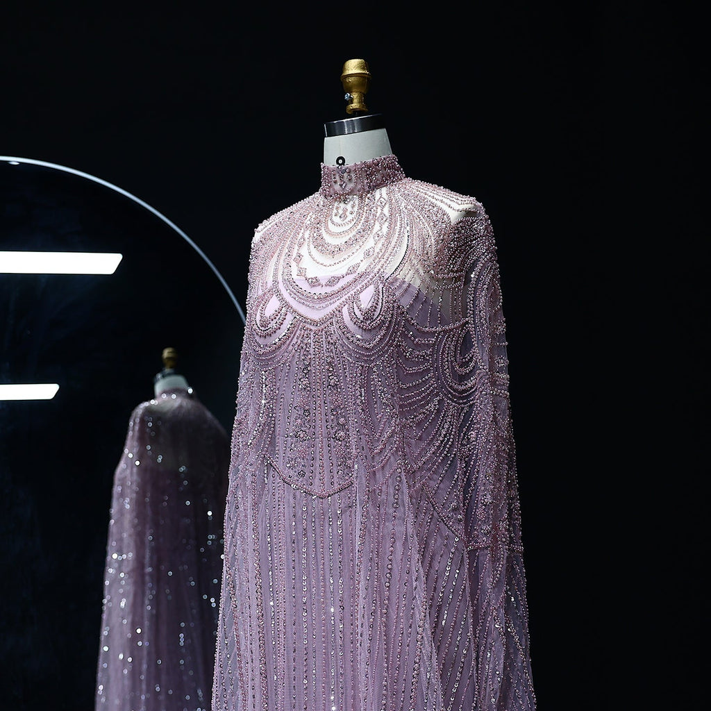 Luxury Nude Beaded High Neck 2 pieces Evening Dress SS780