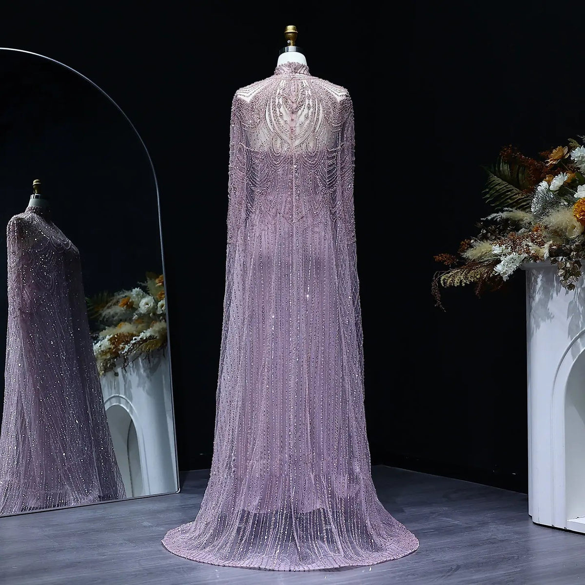 Luxury Nude Beaded High Neck 2 pieces Evening Dress SS780
