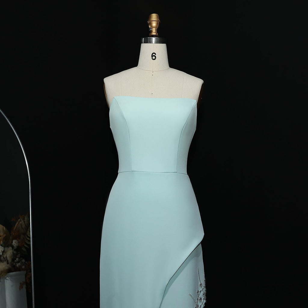 Luxury Mint Green Crystal Embellished Evening Dress XD022