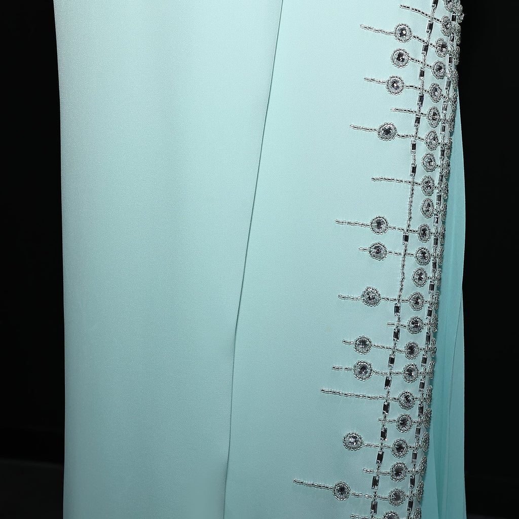 Luxury Mint Green Crystal Embellished Evening Dress XD022
